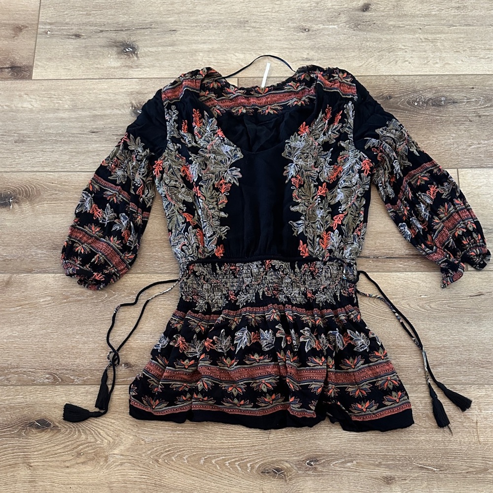 Free People Black Multicolor Boho Dress